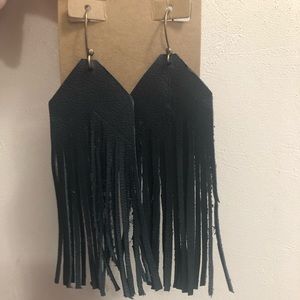 Fringe leather earrings